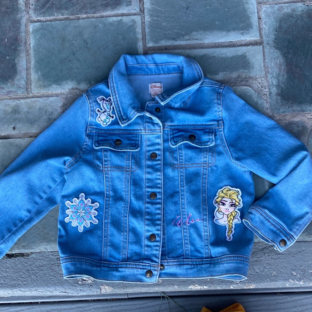 Disney Blue Jean Jacket with Frozen Patches